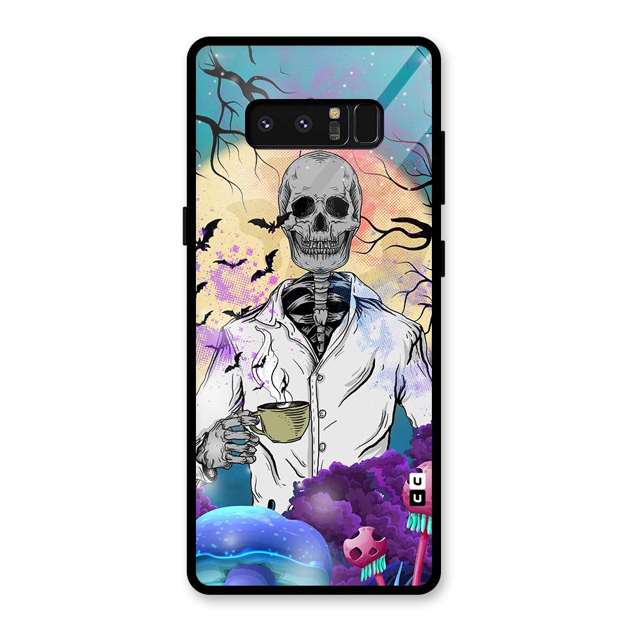 Morning Tea Skull Glass Back Case for Galaxy Note 8