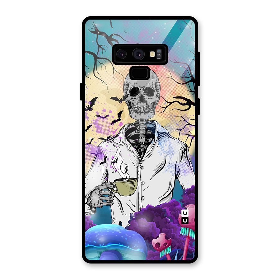 Morning Tea Skull Glass Back Case for Galaxy Note 9