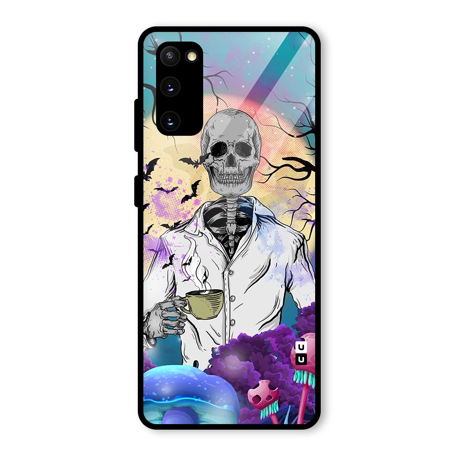 Morning Tea Skull Glass Back Case for Galaxy S20 FE
