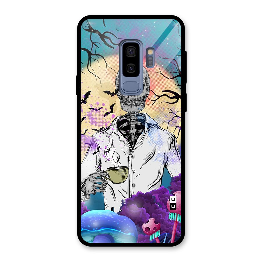 Morning Tea Skull Glass Back Case for Galaxy S9 Plus