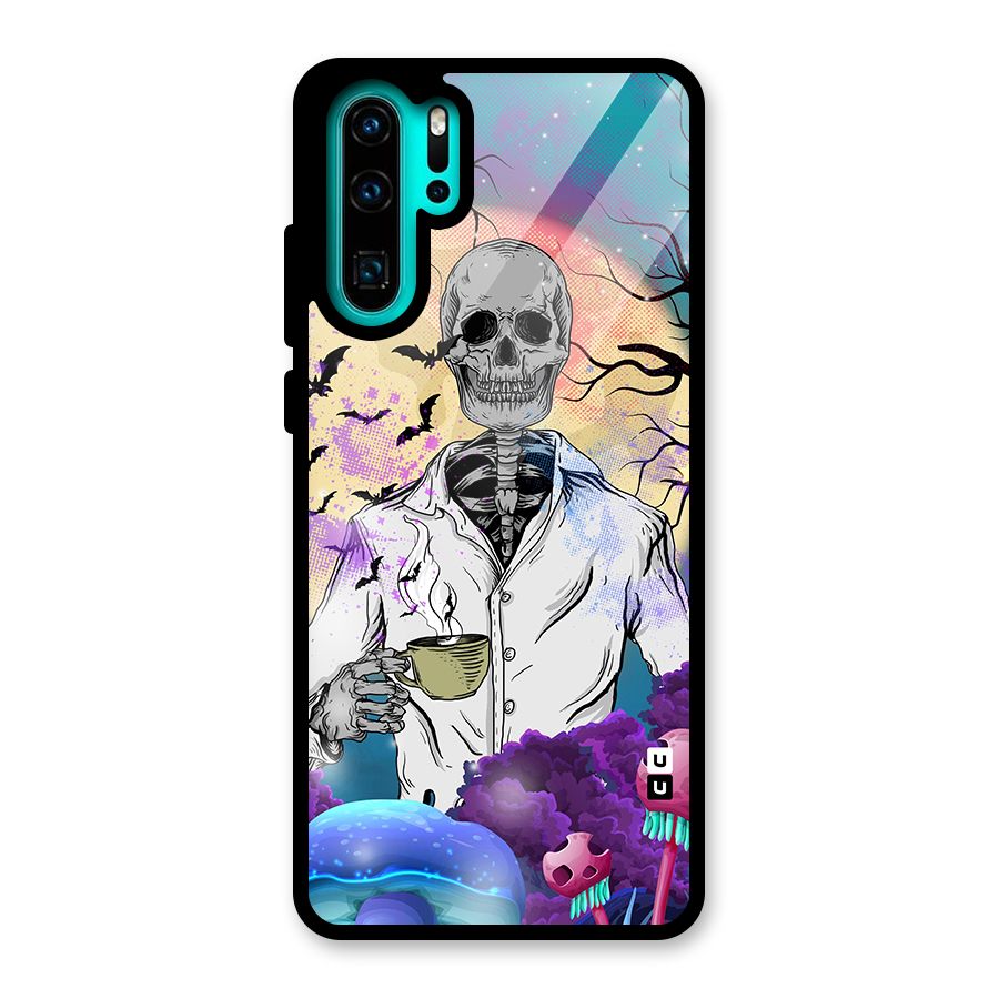 Morning Tea Skull Glass Back Case for Huawei P30 Pro