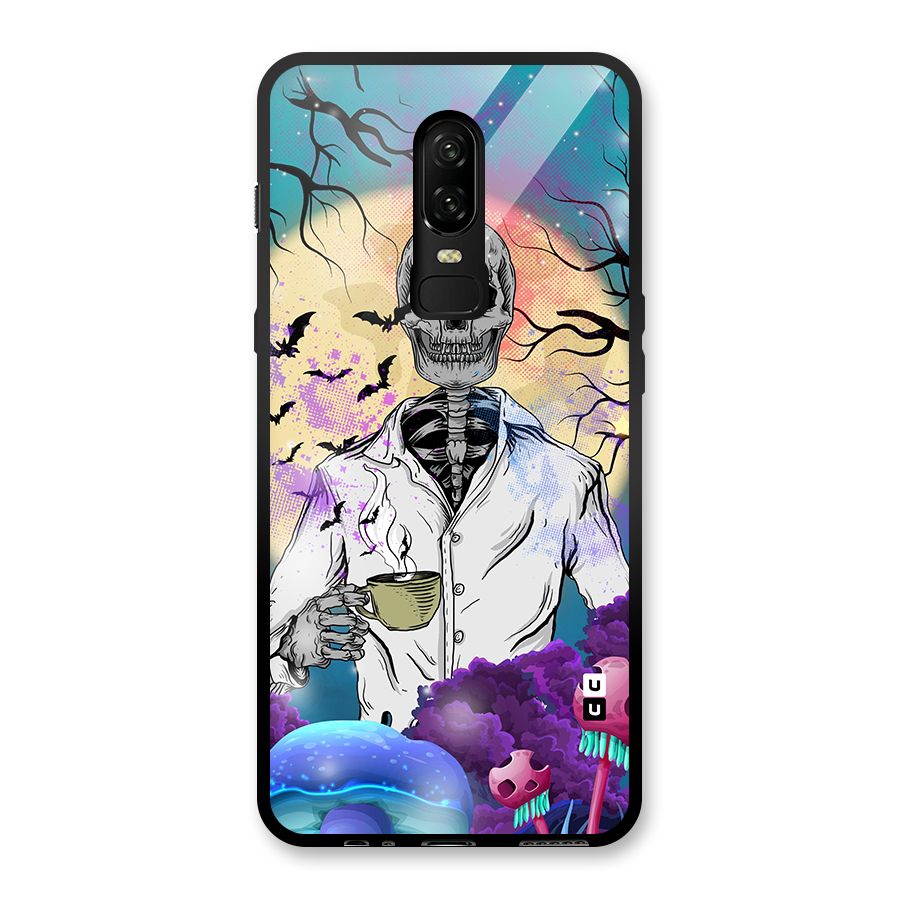 Morning Tea Skull Glass Back Case for OnePlus 6