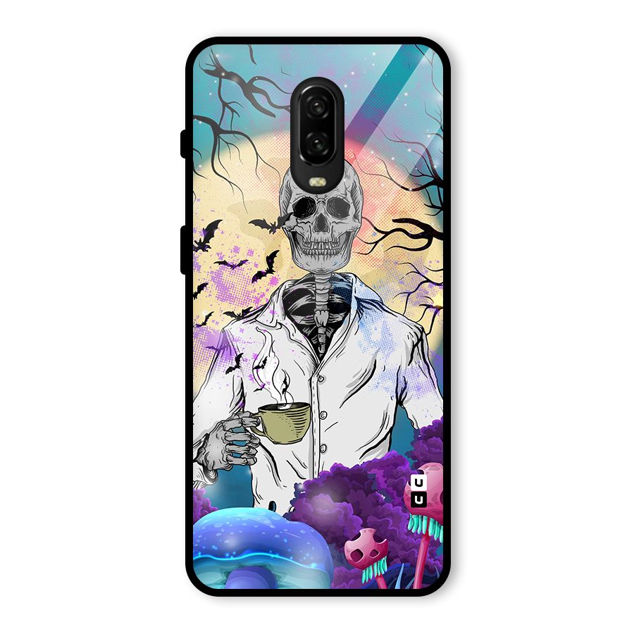 Morning Tea Skull Glass Back Case for OnePlus 6T