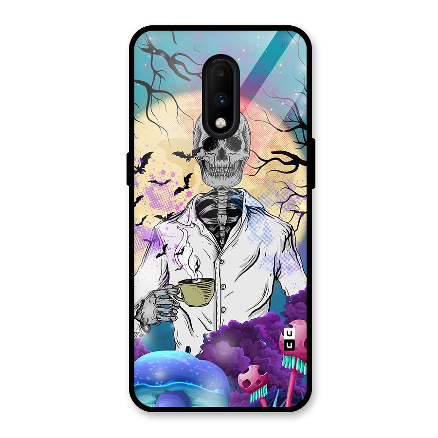 Morning Tea Skull Glass Back Case for OnePlus 7