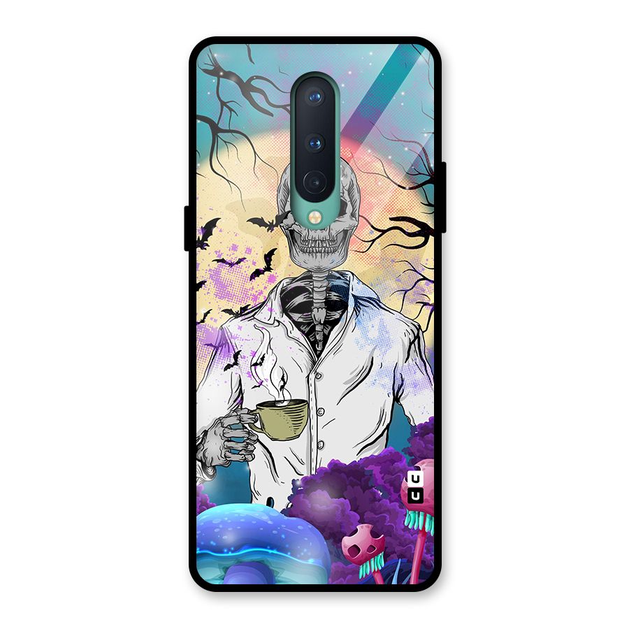 Morning Tea Skull Glass Back Case for OnePlus 8