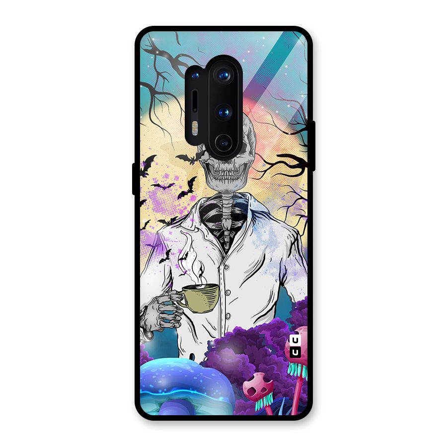 Morning Tea Skull Glass Back Case for OnePlus 8 Pro