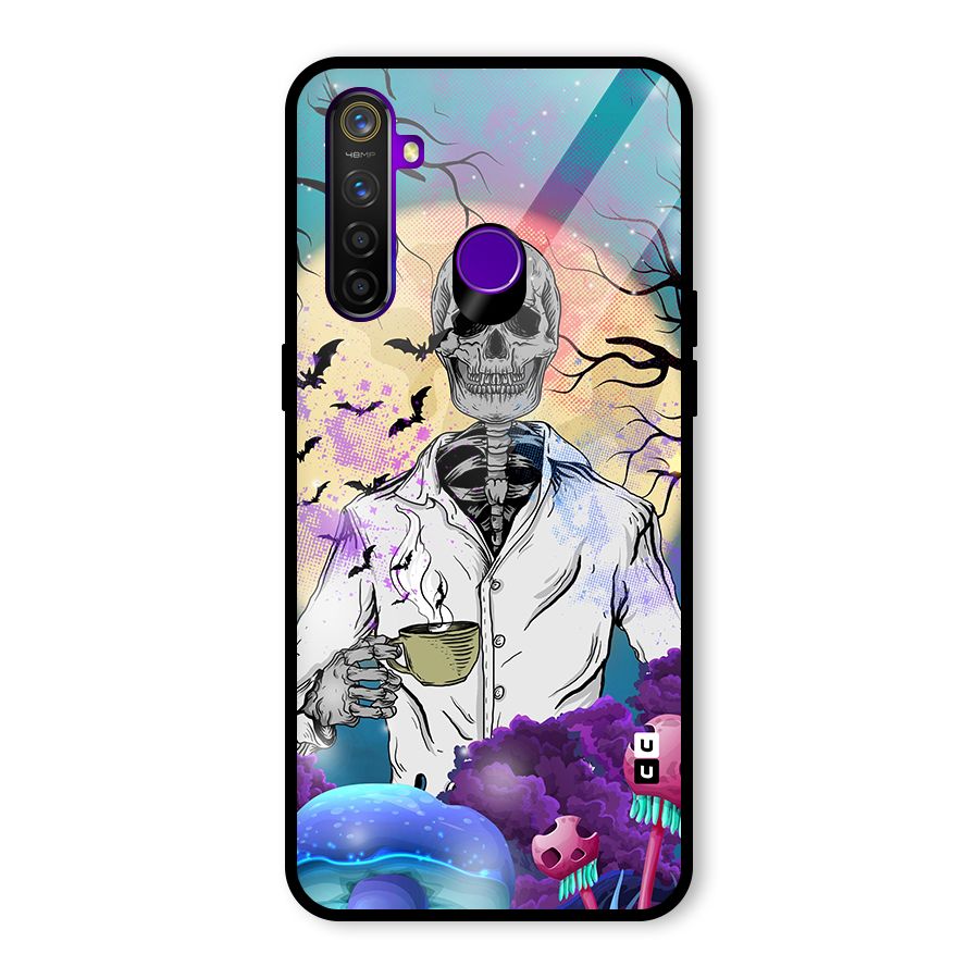 Morning Tea Skull Glass Back Case for Realme 5 Pro