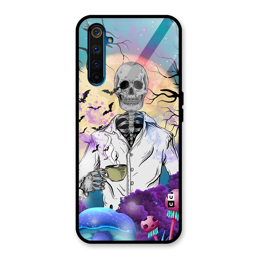 Morning Tea Skull Glass Back Case for Realme 6 Pro