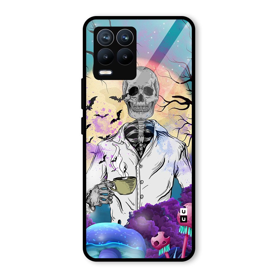 Morning Tea Skull Glass Back Case for Realme 8 Pro