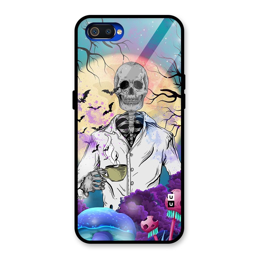 Morning Tea Skull Glass Back Case for Realme C2