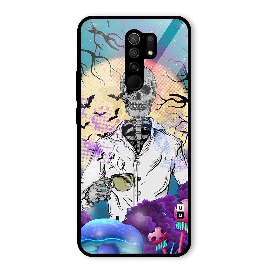 Morning Tea Skull Glass Back Case for Redmi 9 Prime