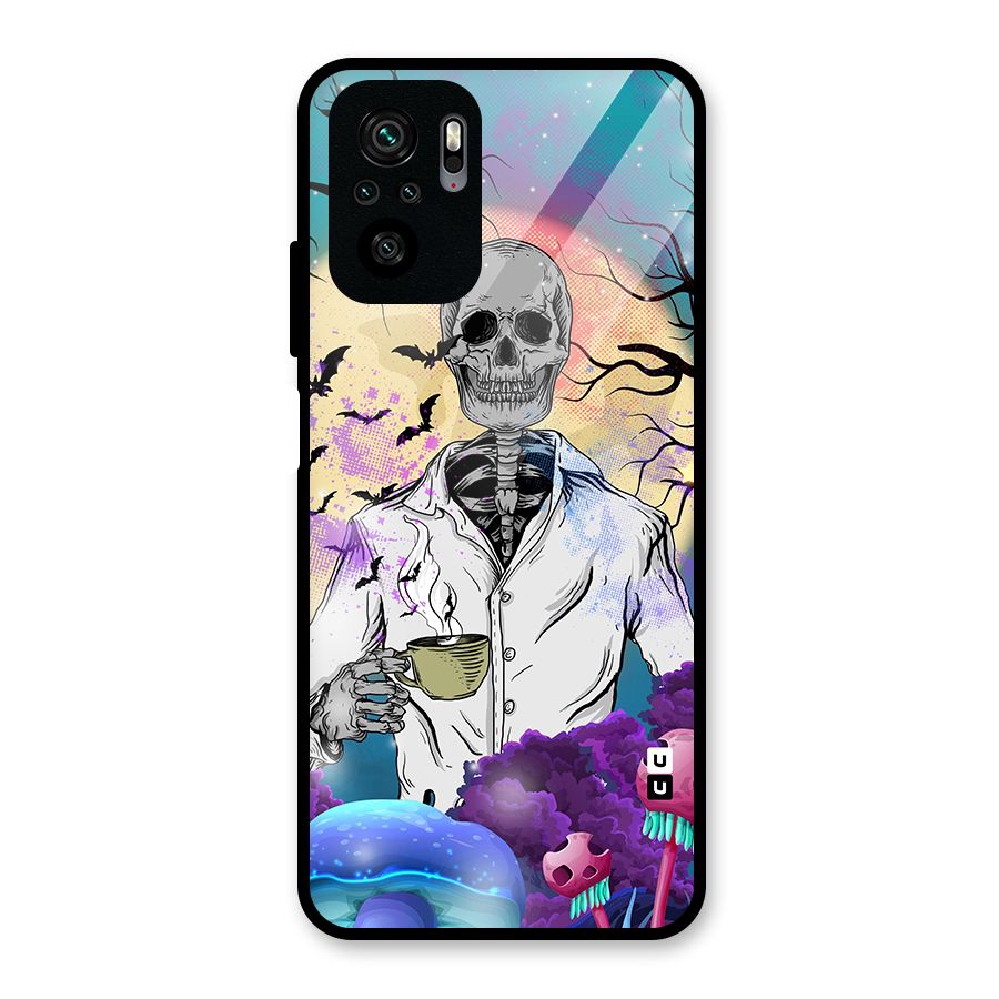 Morning Tea Skull Glass Back Case for Redmi Note 10S
