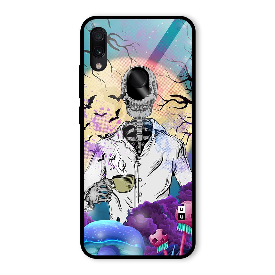 Morning Tea Skull Glass Back Case for Redmi Note 7S