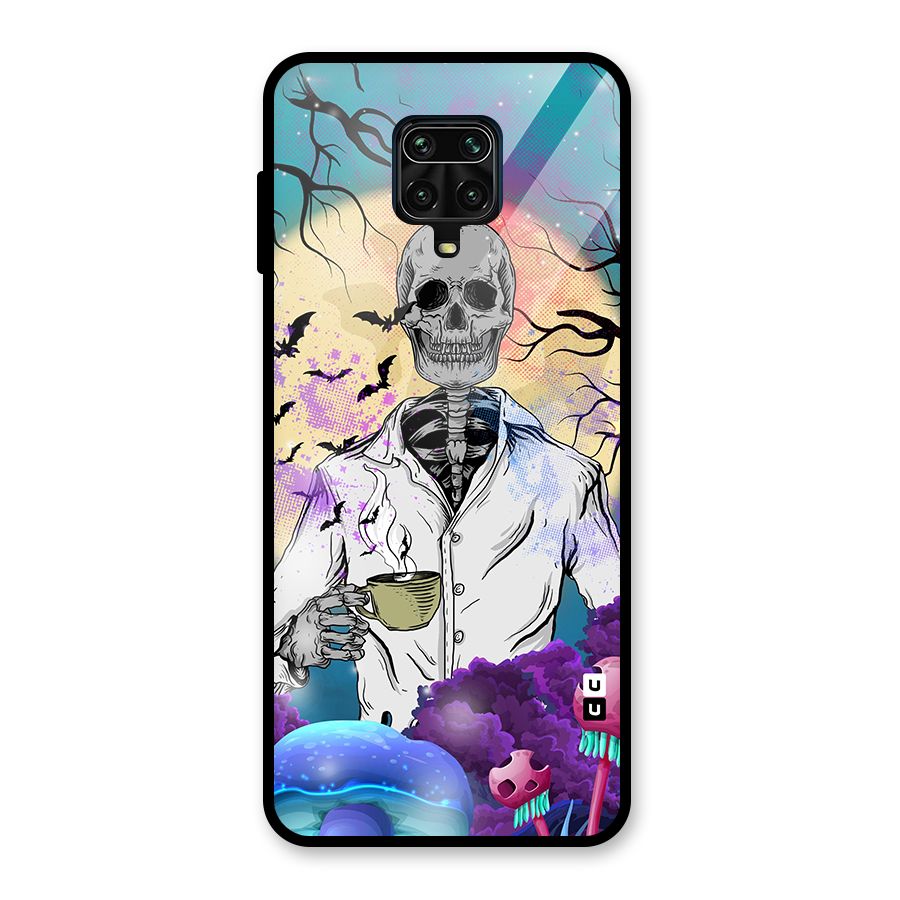 Morning Tea Skull Glass Back Case for Redmi Note 9 Pro