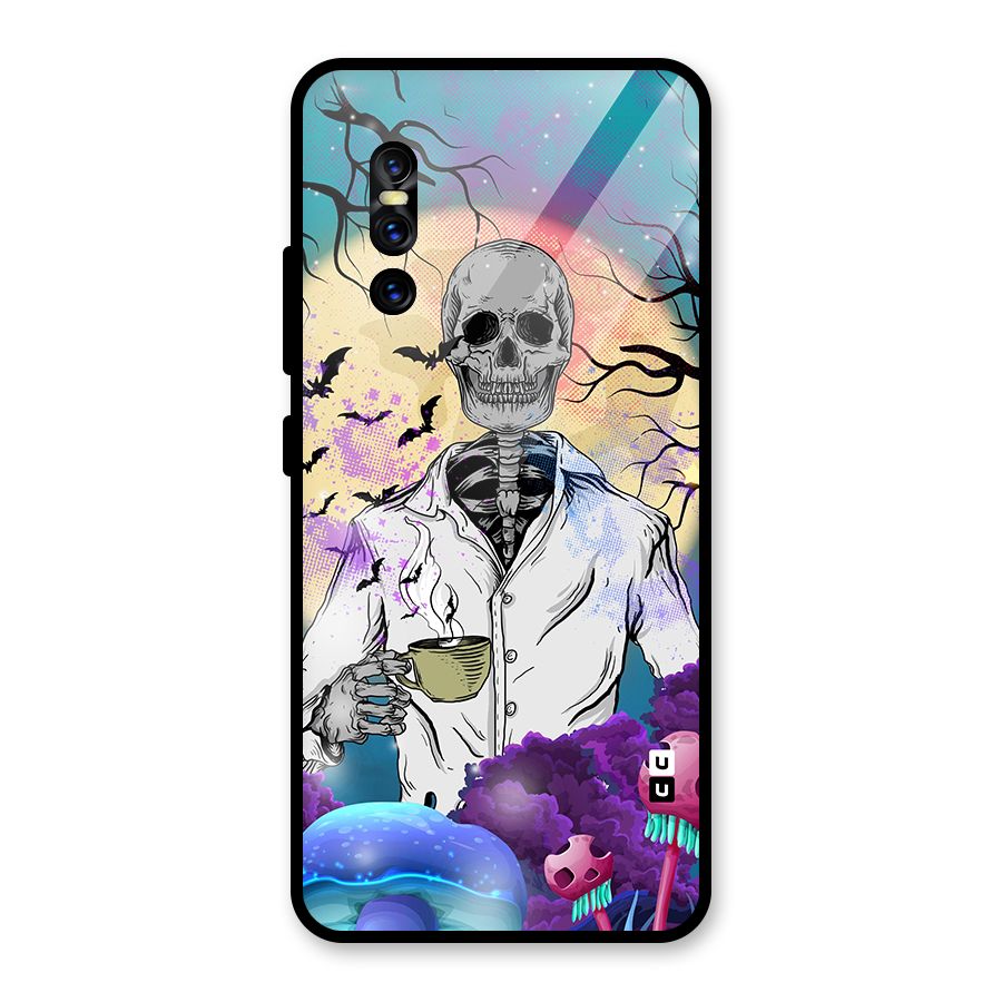 Morning Tea Skull Glass Back Case for Vivo V15 Pro