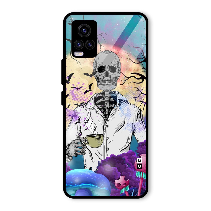 Morning Tea Skull Glass Back Case for Vivo V20