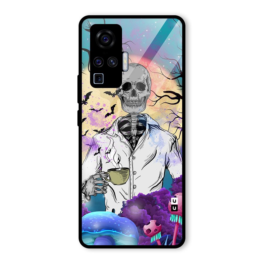 Morning Tea Skull Glass Back Case for Vivo X50 Pro