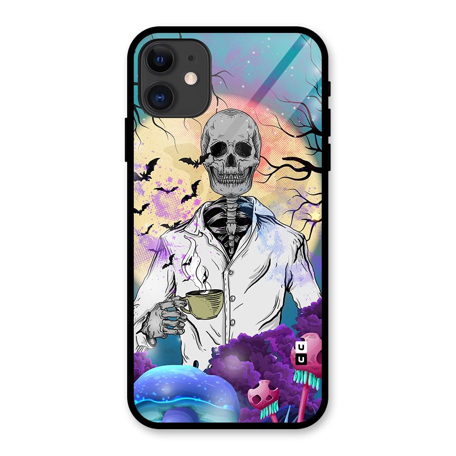 Morning Tea Skull Glass Back Case for iPhone 11