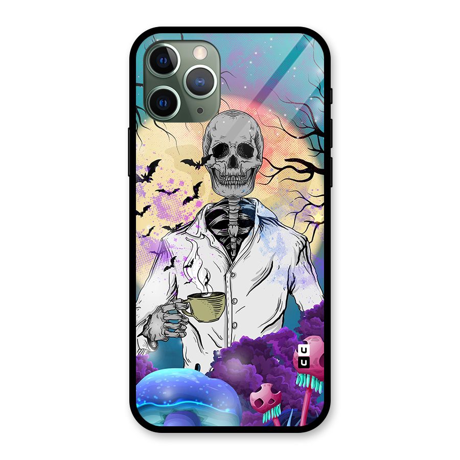 Morning Tea Skull Glass Back Case for iPhone 11 Pro