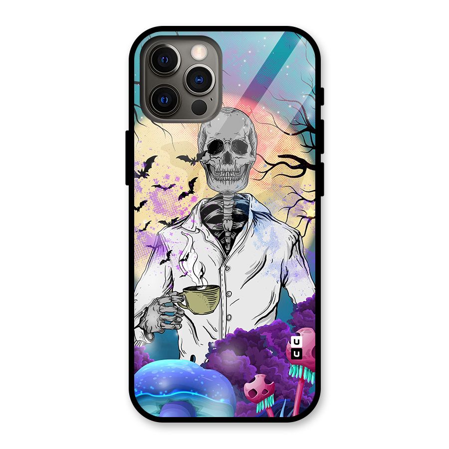 Morning Tea Skull Glass Back Case for iPhone 12 Pro
