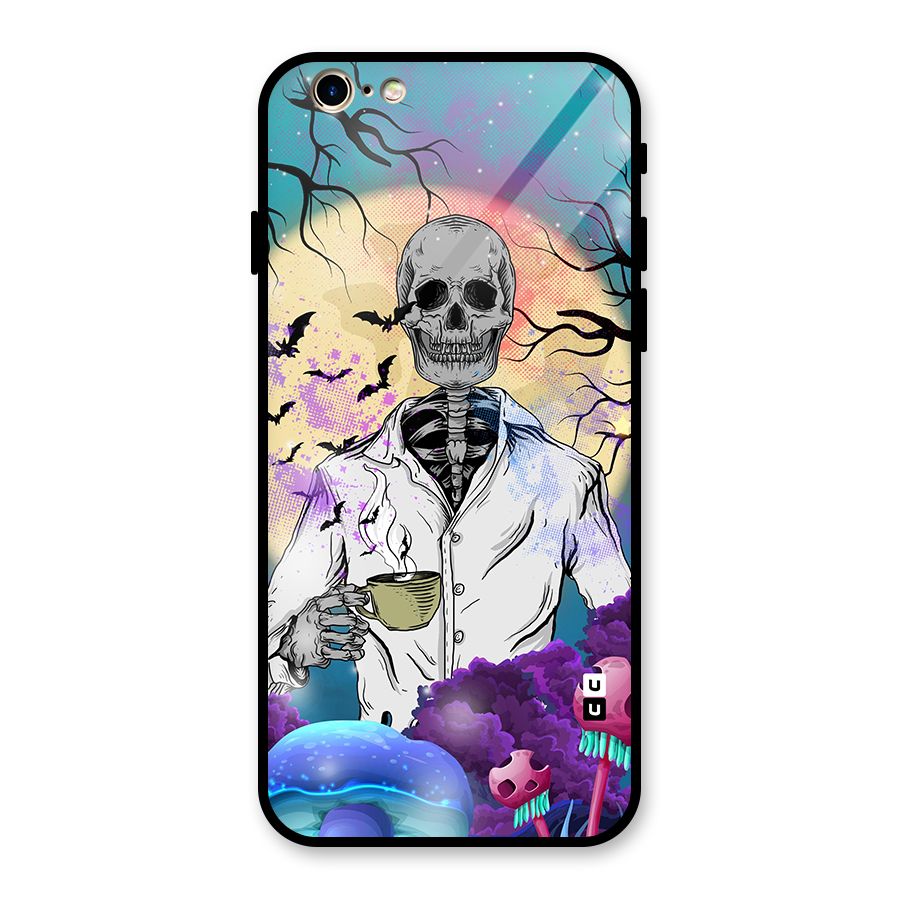 Morning Tea Skull Glass Back Case for iPhone 6 6S