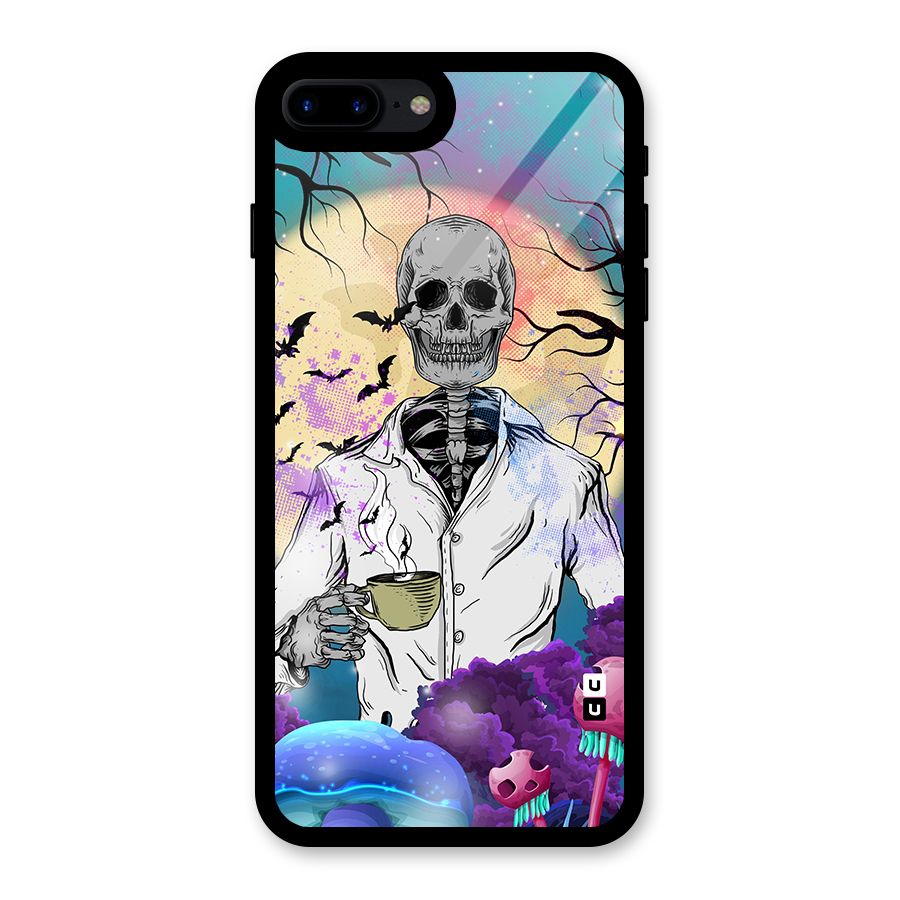 Morning Tea Skull Glass Back Case for iPhone 7 Plus