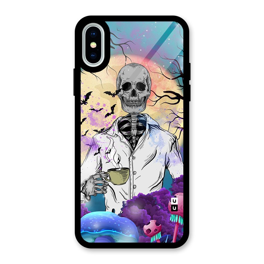 Morning Tea Skull Glass Back Case for iPhone X