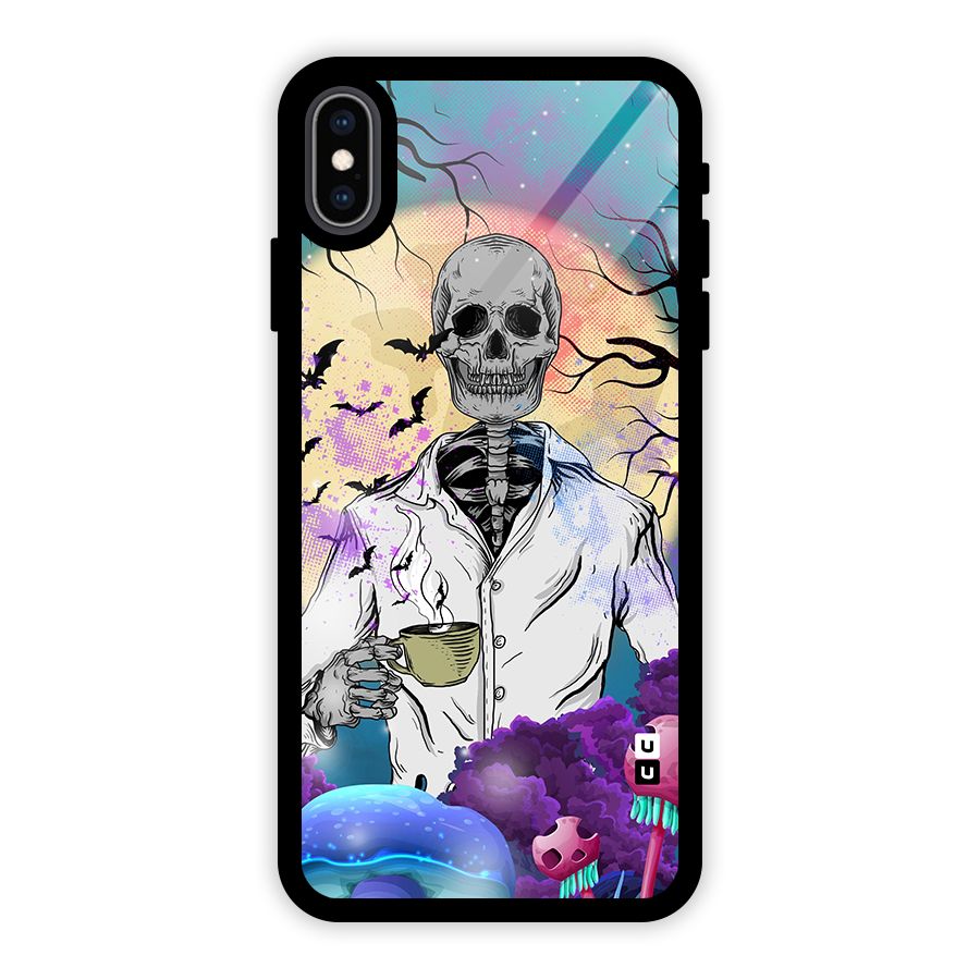Morning Tea Skull Glass Back Case for iPhone XS Max