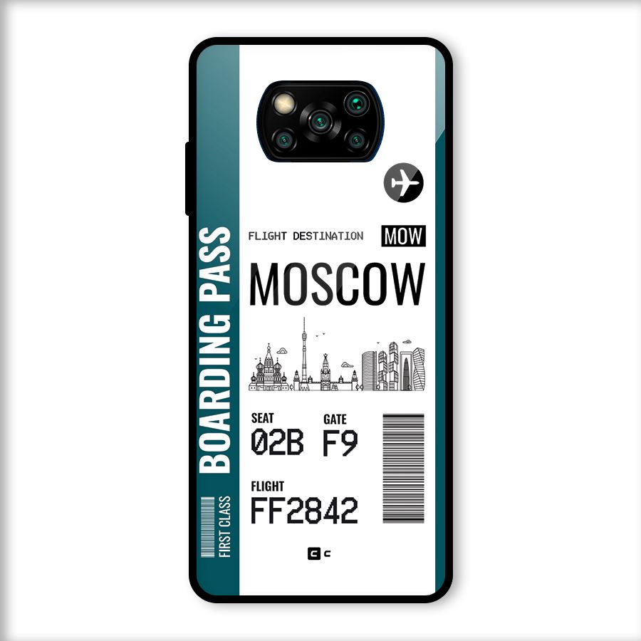 Moscow Boarding Pass Glass Back Case for Poco X3