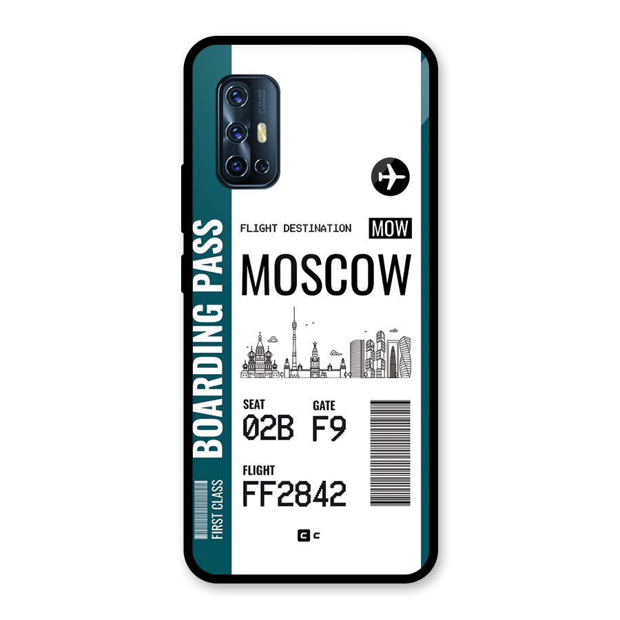 Moscow Boarding Pass Glass Back Case for Vivo V17