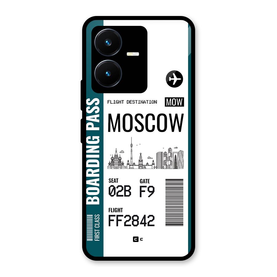 Moscow Boarding Pass Glass Back Case for Vivo Y22s
