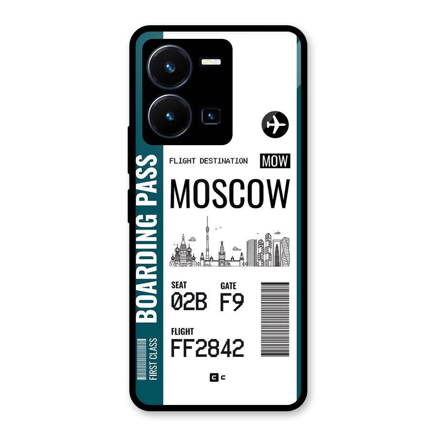 Moscow Boarding Pass Glass Back Case for Vivo Y35