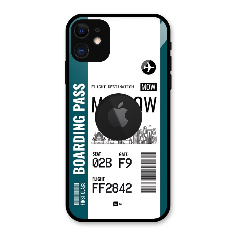 Moscow Boarding Pass Glass Back Case for iPhone 11 Logo Cut