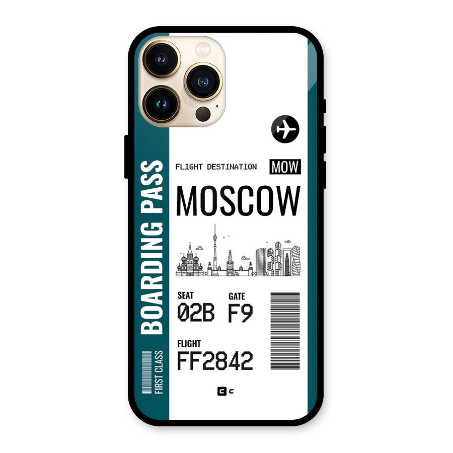Moscow Boarding Pass Glass Back Case for iPhone 13 Pro Max