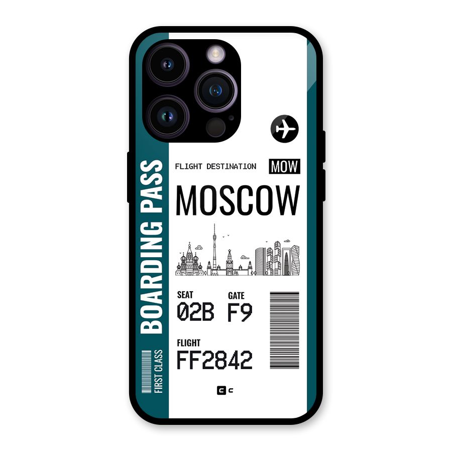 Moscow Boarding Pass Glass Back Case for iPhone 14 Pro
