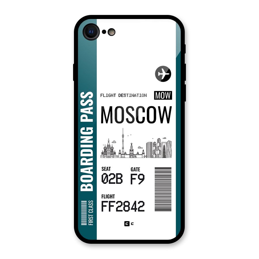 Moscow Boarding Pass Glass Back Case for iPhone SE 2022