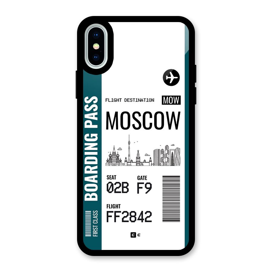 Moscow Boarding Pass Glass Back Case for iPhone X
