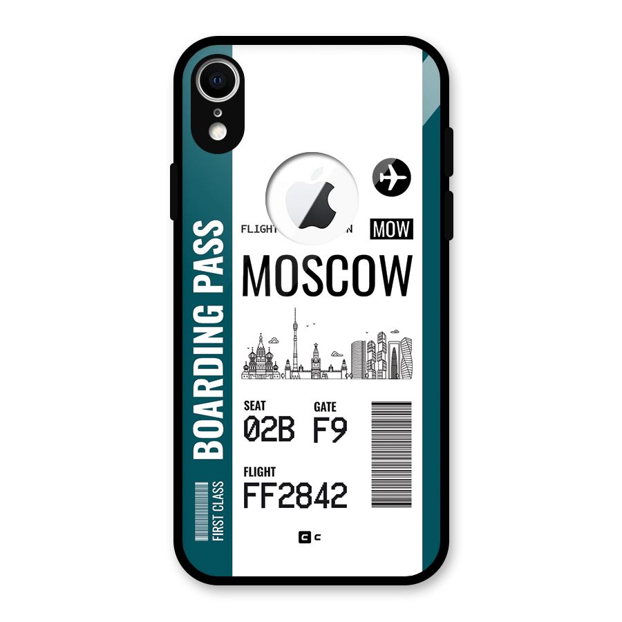 Moscow Boarding Pass Glass Back Case for iPhone XR Logo Cut