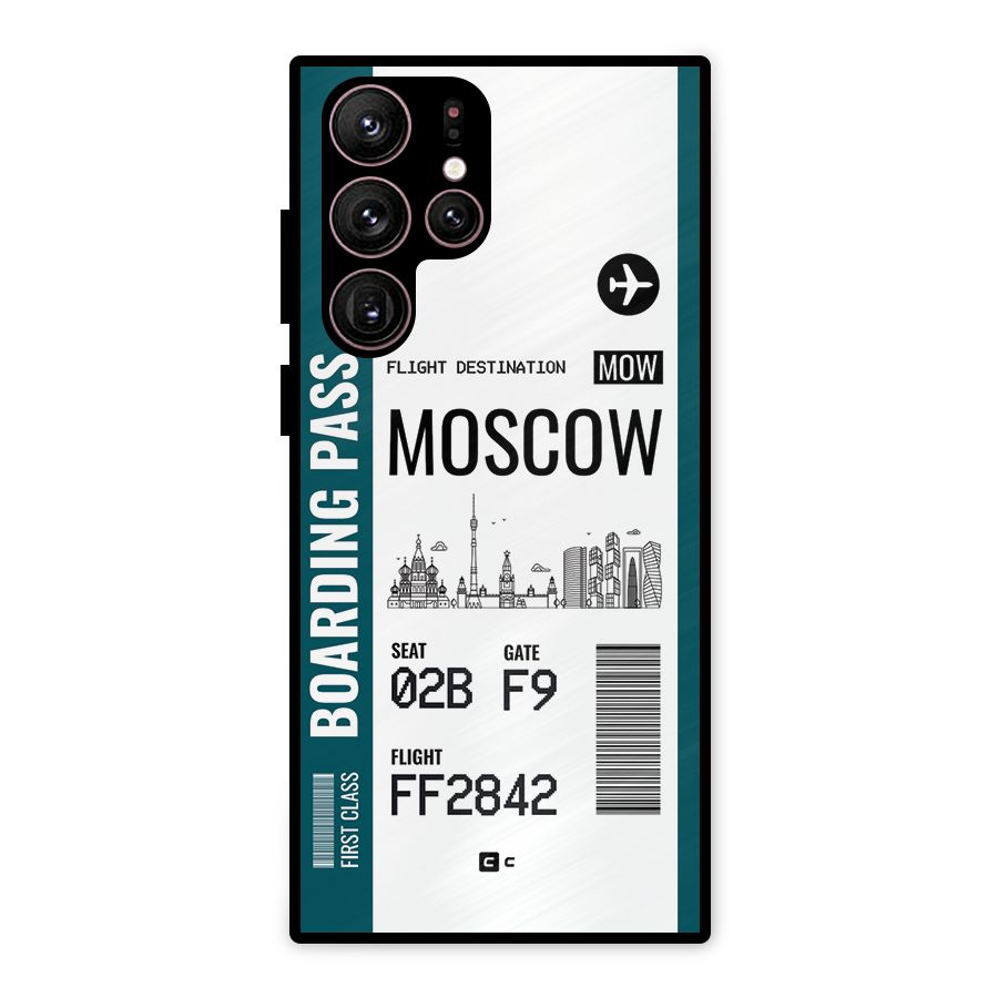 Moscow Boarding Pass Metal Back Case for Galaxy S22 Ultra 5G