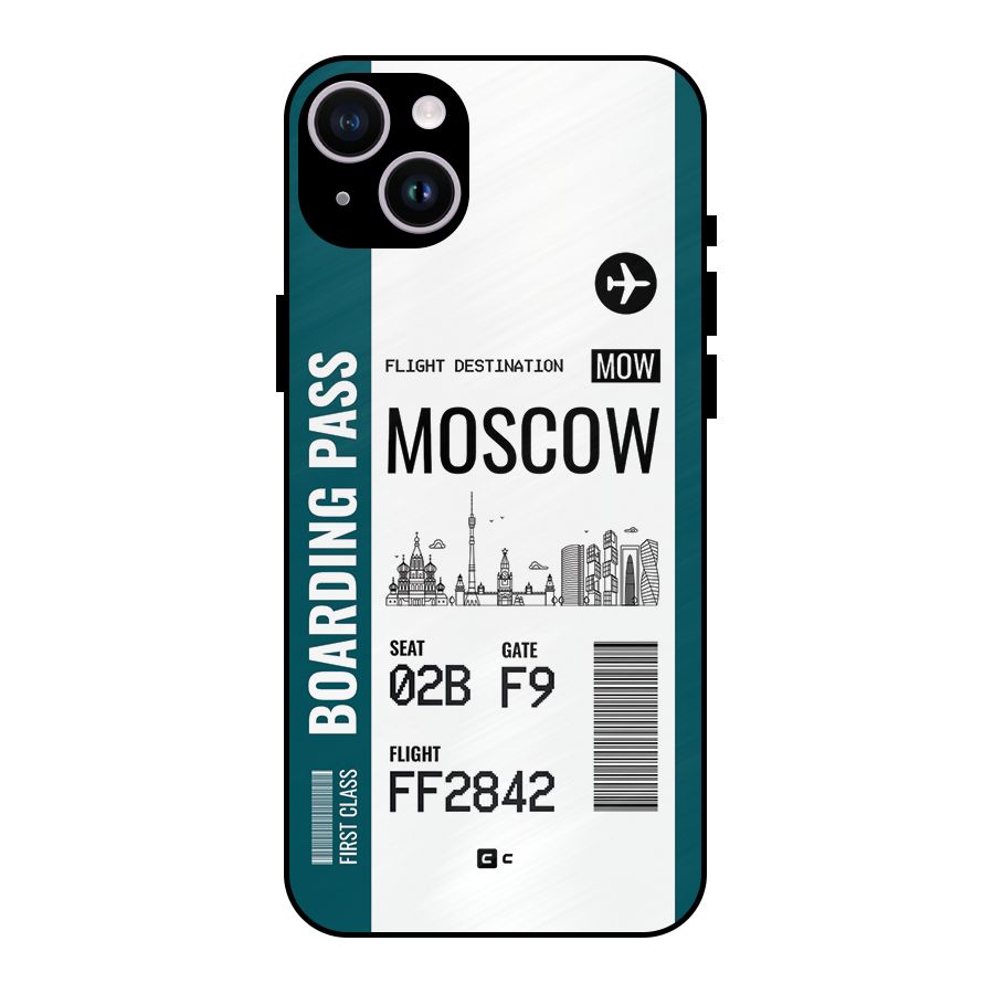 Moscow Boarding Pass Metal Back Case for iPhone 14 Plus