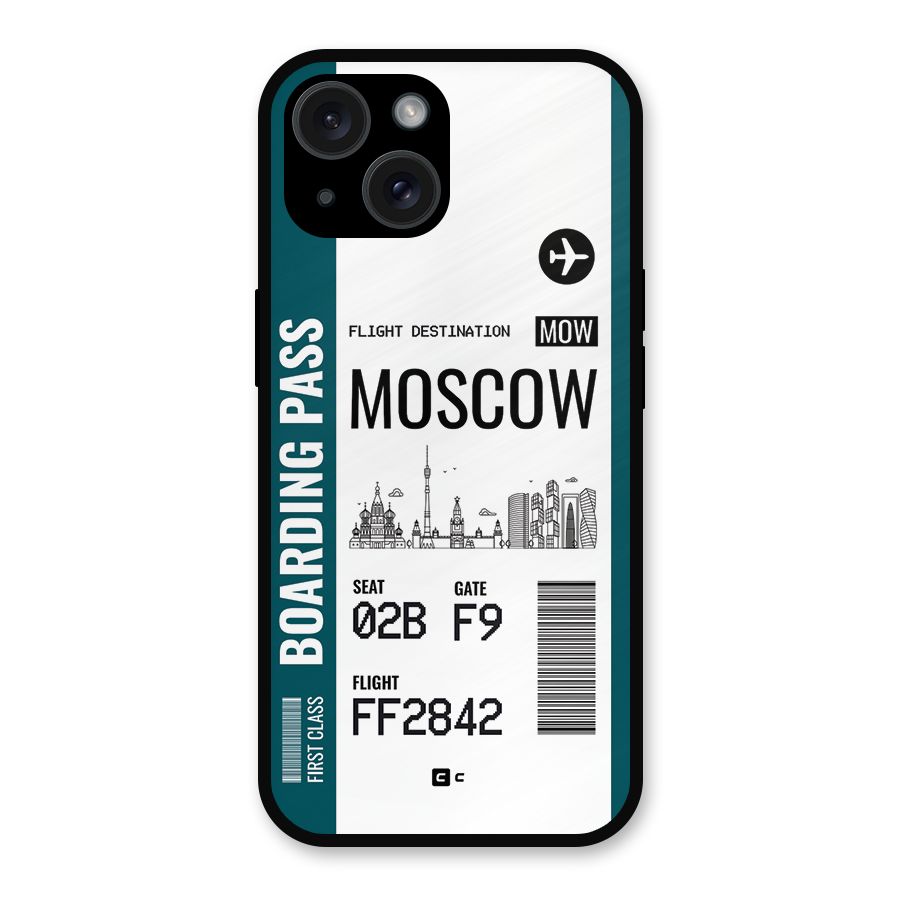 Moscow Boarding Pass Metal Back Case for iPhone 15