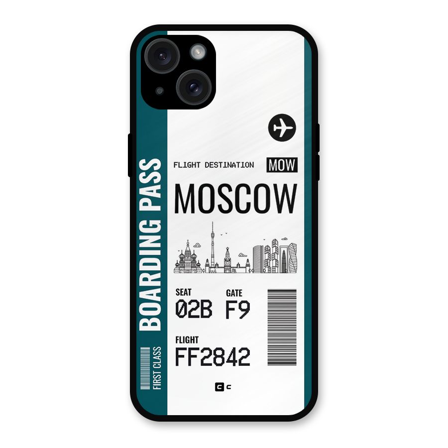 Moscow Boarding Pass Metal Back Case for iPhone 15 Plus
