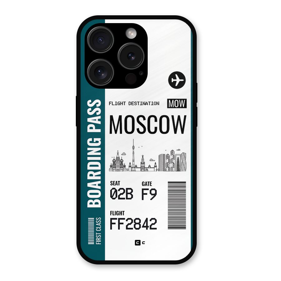 Moscow Boarding Pass Metal Back Case for iPhone 15 Pro