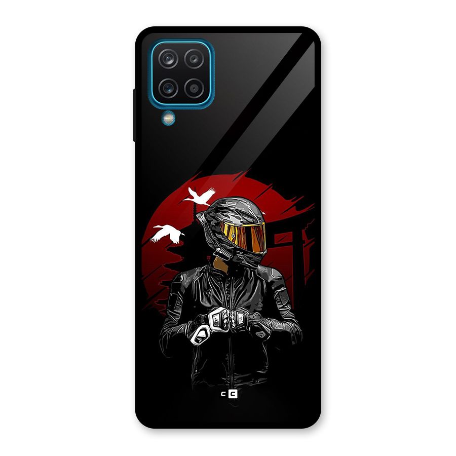 Moto Rider Ready Glass Back Case for Galaxy A12