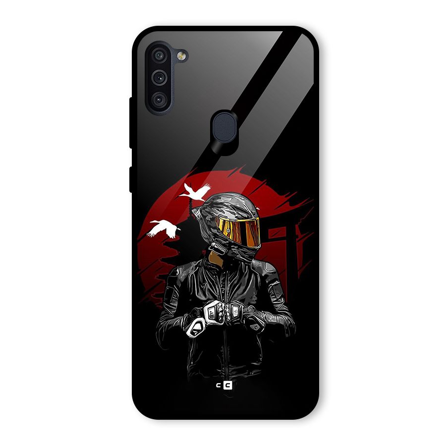 Moto Rider Ready Glass Back Case for Galaxy M11