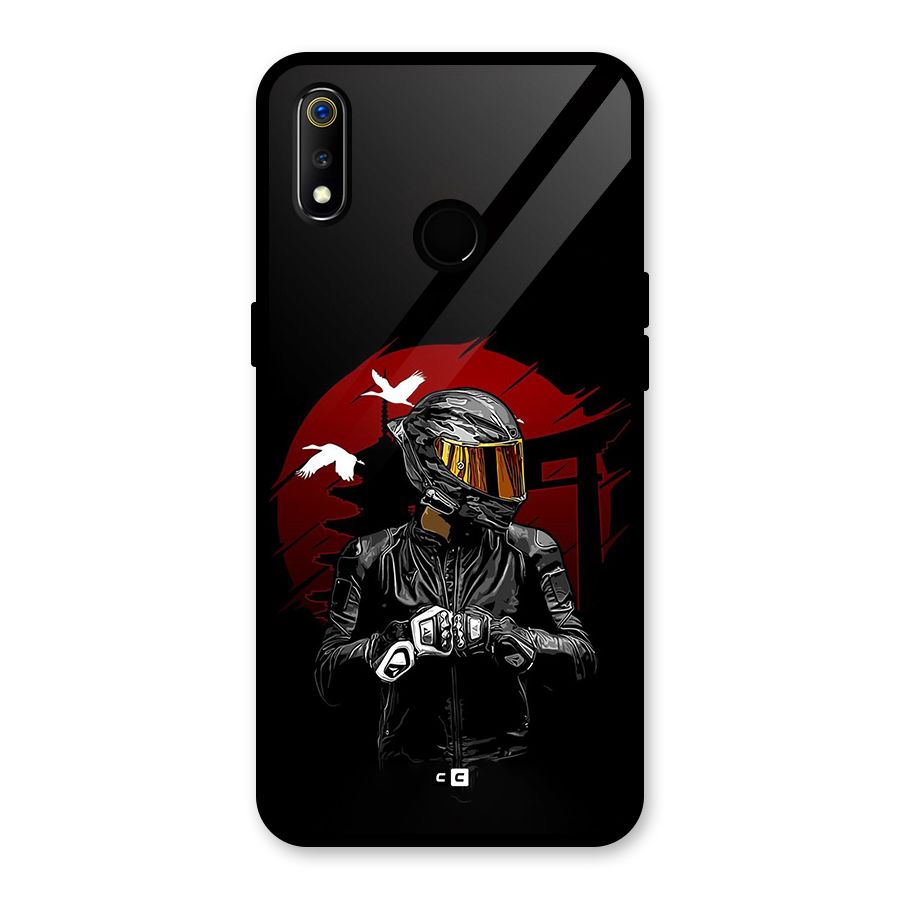 Moto Rider Ready Glass Back Case for Realme 3i
