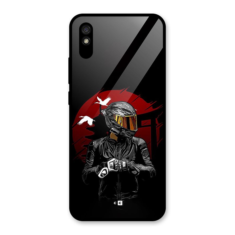 Moto Rider Ready Glass Back Case for Redmi 9A