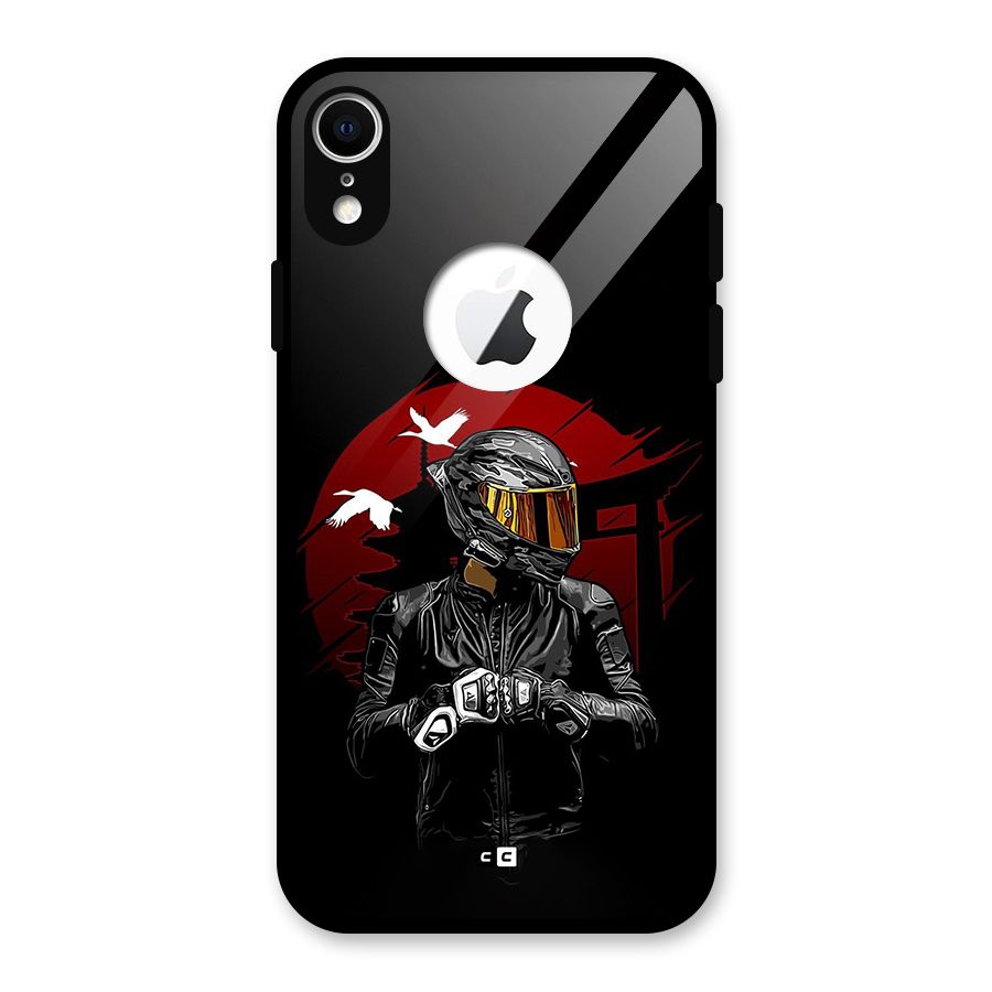 Moto Rider Ready Glass Back Case for iPhone XR Logo Cut