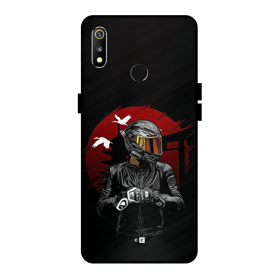 Moto Rider Ready Metal Back Case for Realme 3i