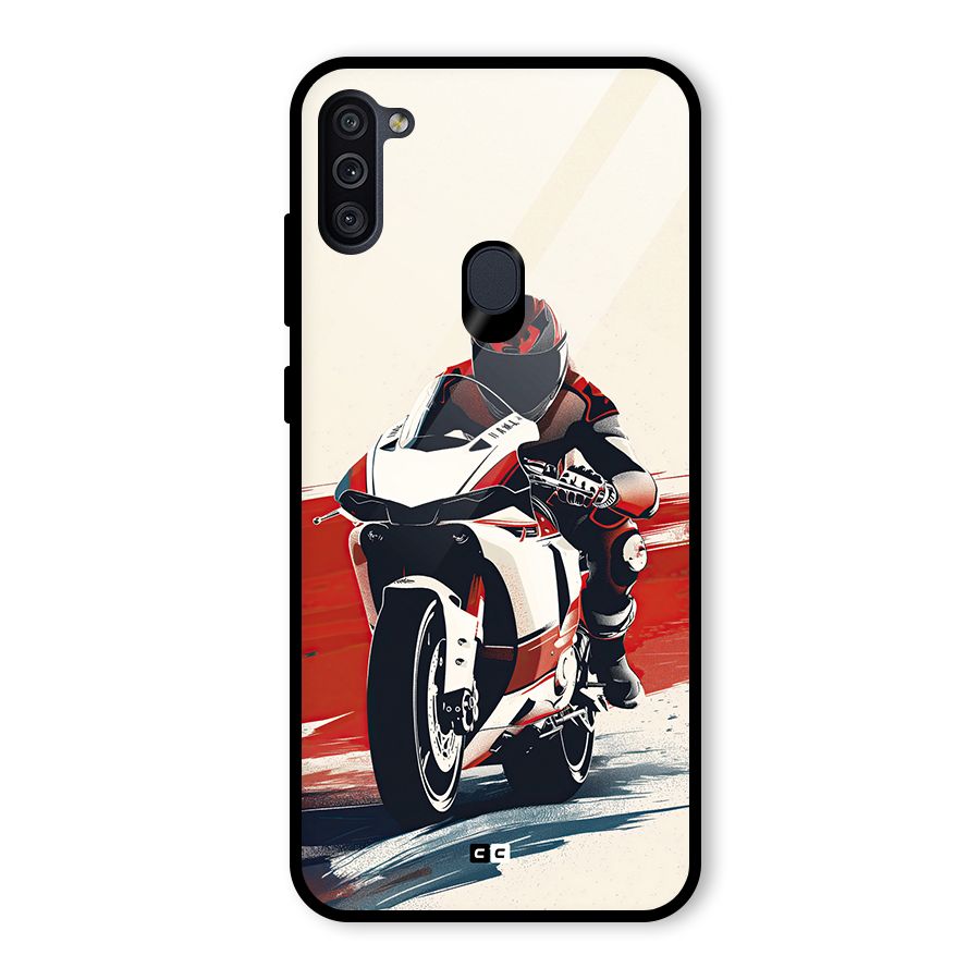 Motosport Rider Glass Back Case for Galaxy M11